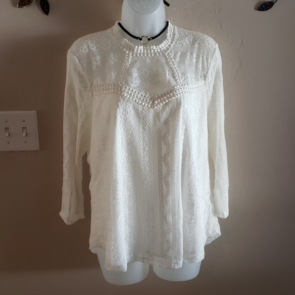Leith Embroidered Lace Top
